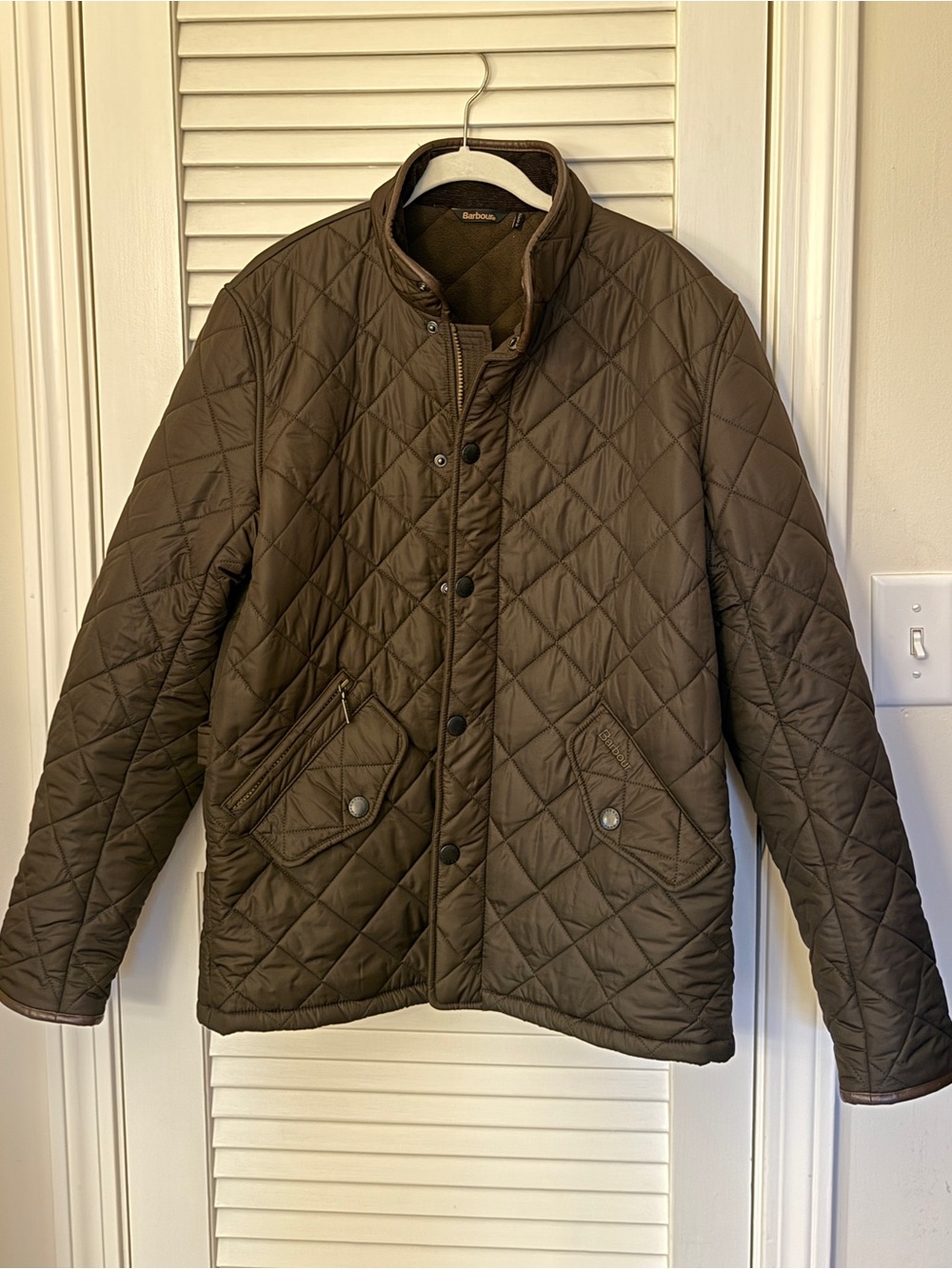 Barbour Men’s Powell Quilted Jacket Olive - Medium
